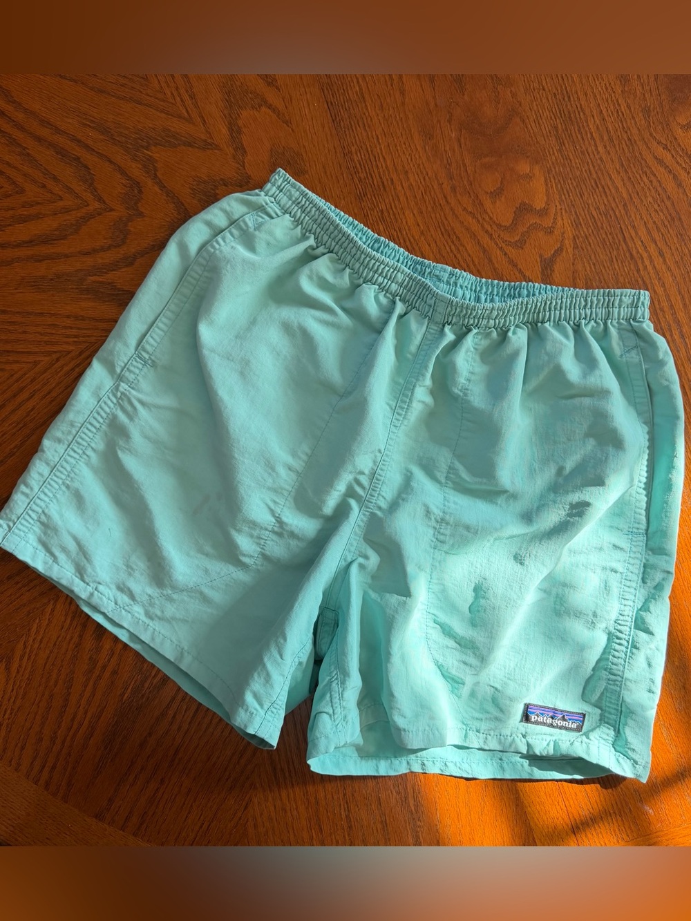 Patagonia Baggies Men’s Light Teal Elastic-Waist Shorts